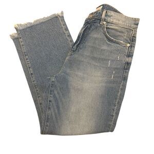 Loft Straight Crop Distressed Jeans Vintage Wash – Size 6 Petite Frayed Hem